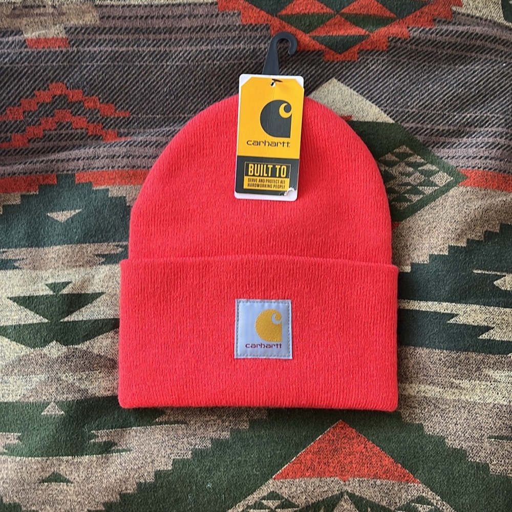 🍊CARHARTT🍊 Carhartt Knit Cuffed Beanie Orange Carhartt Beanie Patch NWT A18 R85